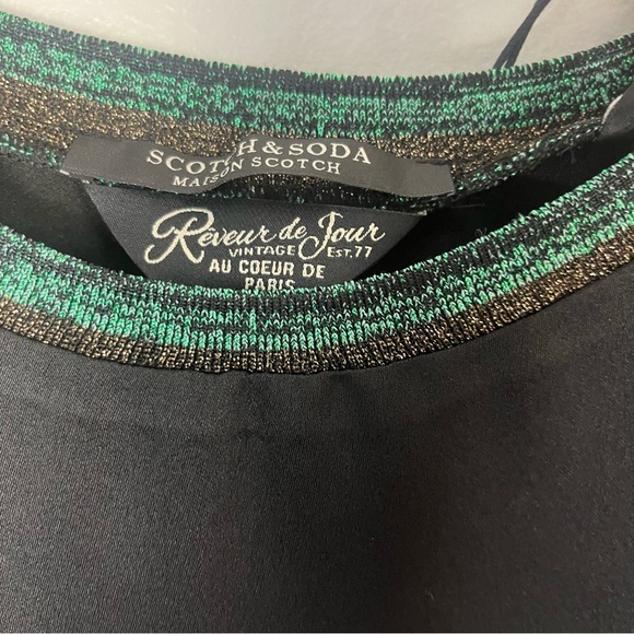 SCOTCH & SODA Round-Neck Top with Shimmery sleeveless black green sparkle size 1 - Picture 5 of 10